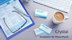  Presentation with workplace - PPT theme having incontinence - urologist workplace in office close background and a light gray colored foreground