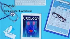  Presentation with workplace - Audience pleasing theme consisting of incontinence - urologist workplace in office backdrop and a light blue colored foreground