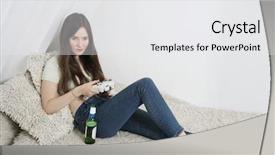  Presentation with kids video game addiction - Cool new PPT layouts with incontrol 18 - beautiful young woman having beer backdrop and a  colored foreground
