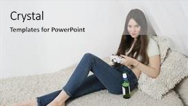  Presentation with video game - Amazing presentation theme having incontrol 18 - beautiful young woman having beer backdrop and a  colored foreground