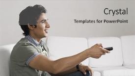  Presentation with man watching woman preparing vegetables - Beautiful theme featuring incontrol 18 - man sitting on a couch backdrop and a light gray colored foreground