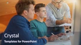  Presentation with students working in groups - Slide deck consisting of incontrol 18 - teacher controlling students work background and a navy blue colored foreground