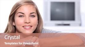  Presentation with teenage girl - PPT theme consisting of incontrol 18 - teenage girl with a television background and a coral colored foreground