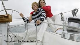  Presentation with sailboat - Beautiful PPT layouts featuring incontrol 18 - young couple smiling on sailboat backdrop and a light gray colored foreground