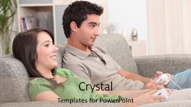  Presentation with computer games - Presentation theme featuring incontrol 18 - young people playing computer games background and a  colored foreground