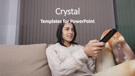  Presentation with man watching woman preparing vegetables - Slide deck enhanced with incontrol 18 - young woman watching tv background and a  colored foreground