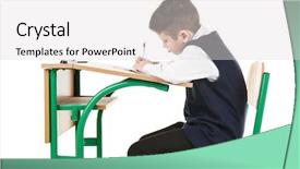  Presentation with posture - Beautiful presentation design featuring incorrect posture concept cute schoolboy backdrop and a light gray colored foreground