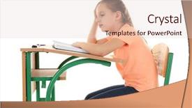  Presentation with posture - Colorful presentation theme enhanced with incorrect posture concept schoolgirl sitting backdrop and a lemonade colored foreground