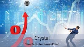  Presentation with market - PPT theme having increase - businessman increasing interest rate background and a light blue colored foreground