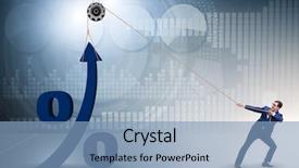  Presentation with interest rate liberalization - Slide deck enhanced with increase - businessman increasing interest rate background and a light blue colored foreground