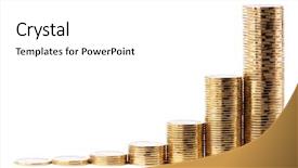  Presentation with revenue - Cool new presentation theme with increase revenue - increasing piles of golden coins backdrop and a white colored foreground