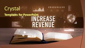  Presentation with revenue - Cool new PPT theme with increase-revenue-inscription-coming-out backdrop and a tawny brown colored foreground