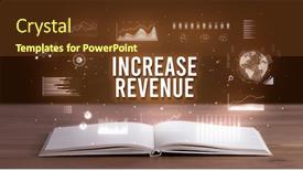  Presentation with revenue - Colorful slide deck enhanced with increase-revenue-inscription-coming-out backdrop and a tawny brown colored foreground