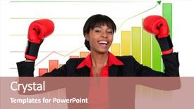  Presentation with pink boxing gloves - Presentation enhanced with increase sales - businesswoman wearing boxing gloves background and a coral colored foreground