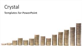  Presentation with piles - Theme with increase sales - piles of coins as bar background and a white colored foreground