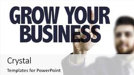  Presentation with business growing - PPT layouts enhanced with increase time - business man pointing the text background and a white colored foreground