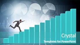 Presentation with economic - Audience pleasing PPT theme consisting of increase time - businessman running towards economic success backdrop and a teal colored foreground