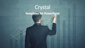  Presentation with wall - Beautiful presentation theme featuring increase time - young businessman drawing chart backdrop and a seafoam green colored foreground