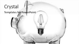  Presentation with electricity - Theme enhanced with increased efficiency - piggy bank with light bulb background and a white colored foreground