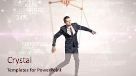  Presentation with numbers - Presentation theme having increased utilization - subordinated puppet man with results background and a  colored foreground