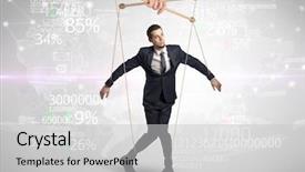  Presentation with numbers - Beautiful PPT theme featuring increased utilization - subordinated puppet man with results backdrop and a light gray colored foreground