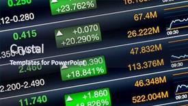  Presentation with stock market - Presentation theme enhanced with increases of the stock market background and a navy blue colored foreground