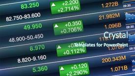  Presentation with stock market - Presentation design enhanced with increases of the stock market background and a ocean colored foreground