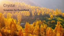  Presentation with artistic - Slide set having incredible-autumn-landscape-in-sunny background and a coral colored foreground