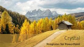  Presentation with cabin forest - Presentation theme consisting of incredible-autumn-view-at-valfreda background and a yellow colored foreground