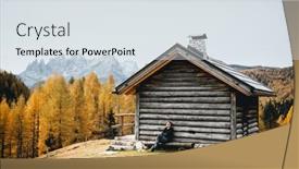  Presentation with cabin forest - PPT theme enhanced with incredible-autumn-view-at-valfreda background and a sky blue colored foreground