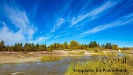  Presentation with dam - Presentation enhanced with incredible cirrus clouds over the winnipeg river indian summer old pinawa dam park the concept of ecological and recreational tourism background and a gold colored foreground