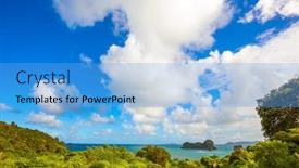  Presentation with pacific island - Theme having incredible-clouds-over-the-evening background and a light blue colored foreground
