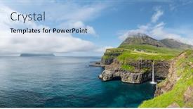  Presentation with denmark - Presentation theme with incredible-day-view-of-mulafossur background and a light blue colored foreground