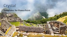  Presentation with inca - Colorful slide deck enhanced with incredible-inca-house-in-ancient backdrop and a light blue colored foreground