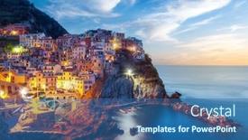  Presentation with city - Slide set having incredible-morning-view-of-manarola background and a ocean colored foreground