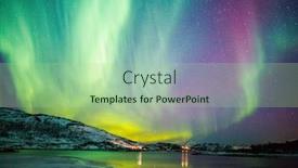  Presentation with aurora borealis northern lights - Presentation theme featuring incredible northern lights aurora borealis activity above the coast in norway background and a mint green colored foreground