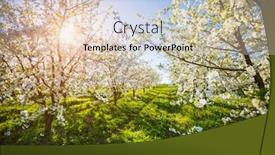  Presentation with earth day - PPT layouts featuring incredible-ornamental-garden-with-blooming background and a lemonade colored foreground