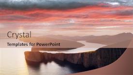  Presentation with denmark - Amazing presentation theme having incredible-panoramical-view-of-sorvagsvatn backdrop and a coral colored foreground