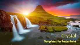  Presentation with iceland location famous place kirkjufellsfoss - Cool new presentation theme with incredible-photo-of-kirkjufellsfoss-waterfall backdrop and a tawny brown colored foreground