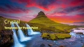  Presentation with iceland location famous place kirkjufellsfoss - PPT theme consisting of incredible-photo-of-kirkjufellsfoss-waterfall background and a tawny brown colored foreground