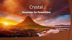  Presentation with iceland location famous place kirkjufellsfoss - Beautiful presentation design featuring incredible-photo-of-kirkjufellsfoss-waterfall backdrop and a tawny brown colored foreground