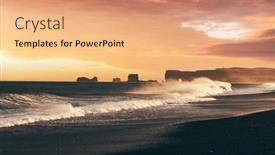  Presentation with beach rocks - Slide deck featuring incredible-sunset-view-on-stormy background and a coral colored foreground