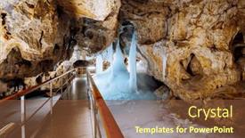  Presentation with cave - Presentation theme having incredible-underground-world background and a tawny brown colored foreground