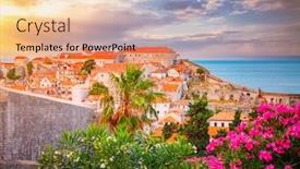  Presentation with dubrovnik - Beautiful slide deck featuring incredible-view-at-famous-european backdrop and a coral colored foreground