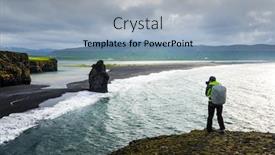  Presentation with black - Presentation theme with incredible-view-on-black-beach background and a light blue colored foreground