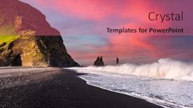  Presentation with sunset beach - Amazing slide deck having incredible-view-on-black-beach backdrop and a coral colored foreground