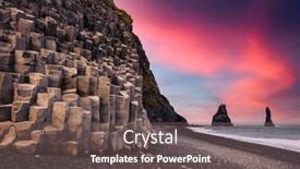  Presentation with sunset beach - Presentation design with incredible-view-on-black-beach background and a violet colored foreground