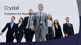  Presentation with walking - Slide set with increment - businesspeople group walking isolated background and a sky blue colored foreground