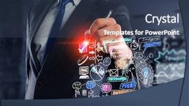  Presentation with increment - Beautiful PPT layouts featuring increment - drawing his progress strategy mixed backdrop and a  colored foreground