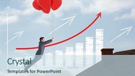  Presentation with blue balloons - Amazing presentation theme having incremented bar chart and businessman backdrop and a sky blue colored foreground